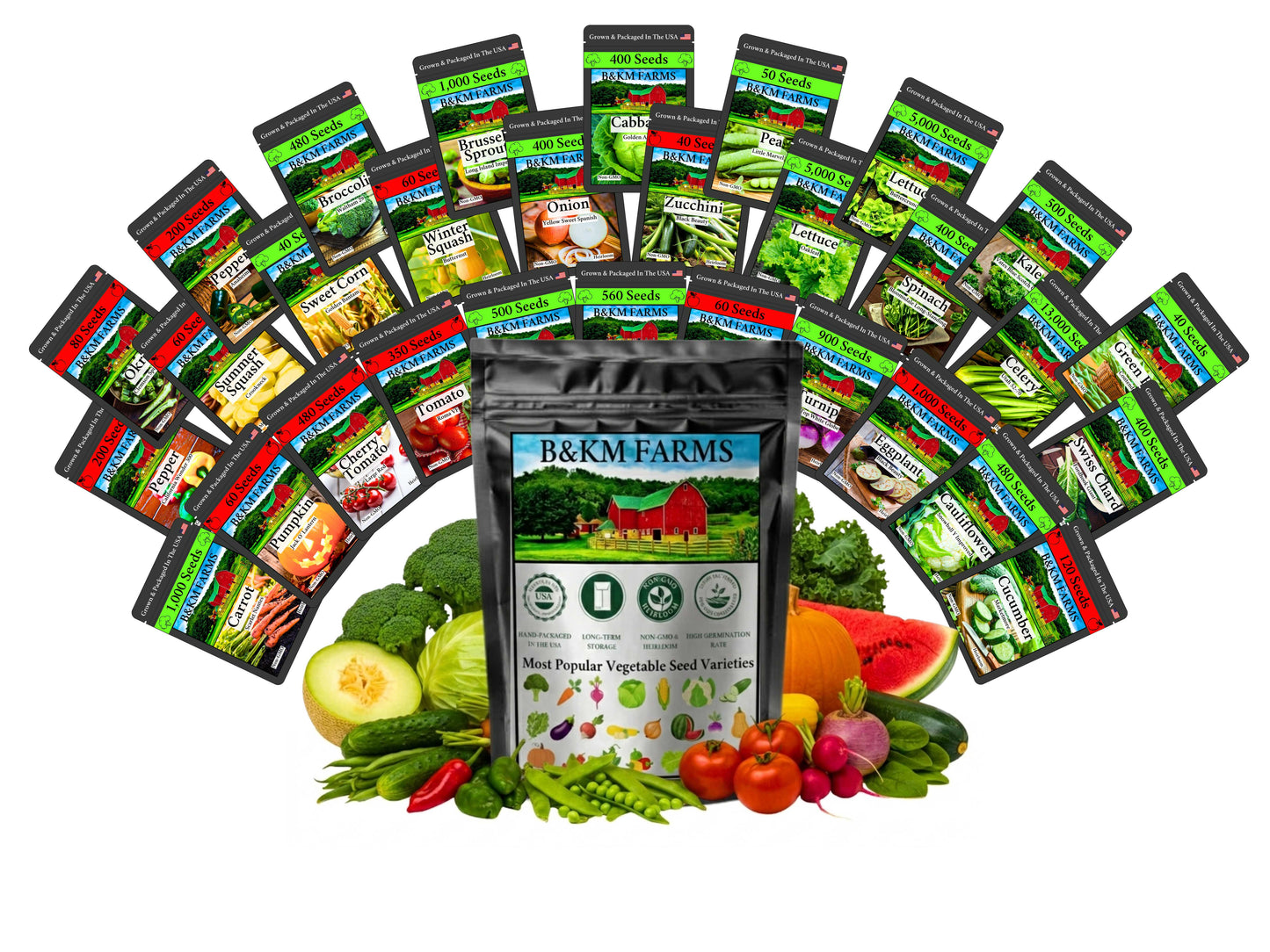 20-50 Varieties - Heirloom Vegetable & Herb Seed Vaults β USA Grown, Non-GMO - 10,000-50,000 Seeds