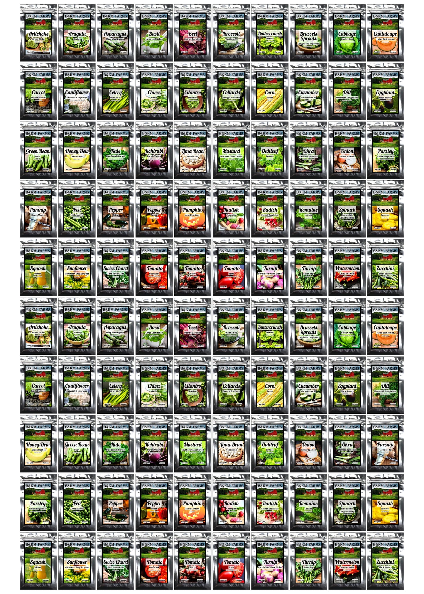 100 Vegetable Seed Packets