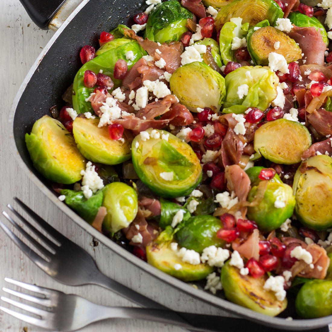 Roasted Brussels Sprouts with Bacon & Parmesan