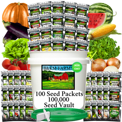 BEST VALUE: 100,000 Vegetable Seed Vault. 100 Seed Packets