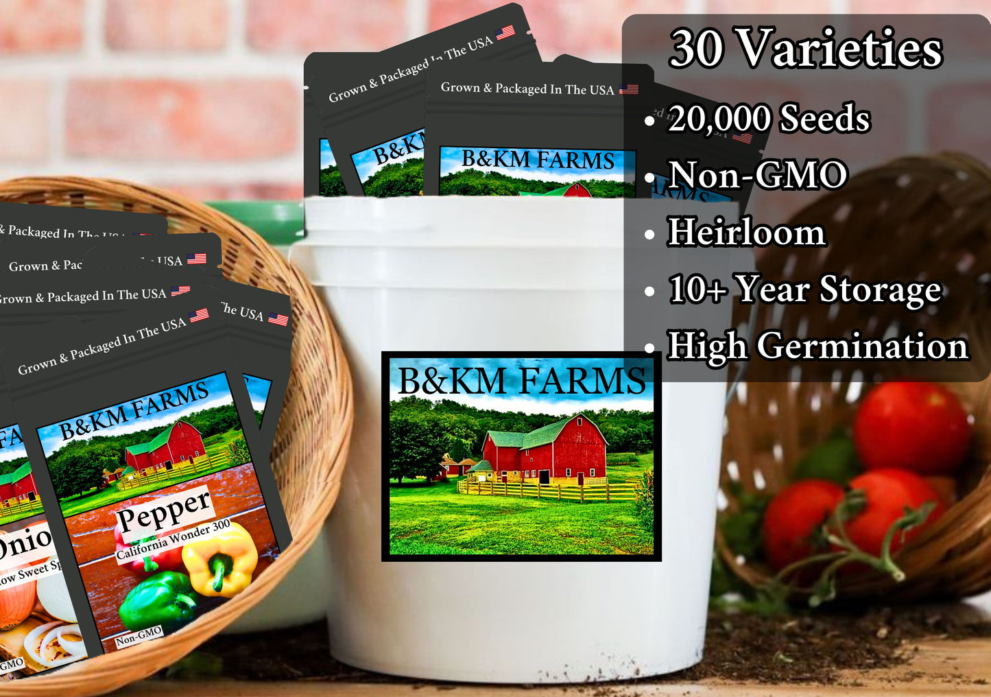 30 Seed Packet Vault: Heirloom, Non-GMO Vegetable Seed Packets