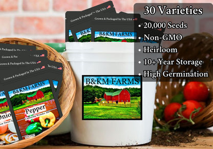 30 Seed Packet Vault: Heirloom, Non-GMO Vegetable Seed Packets