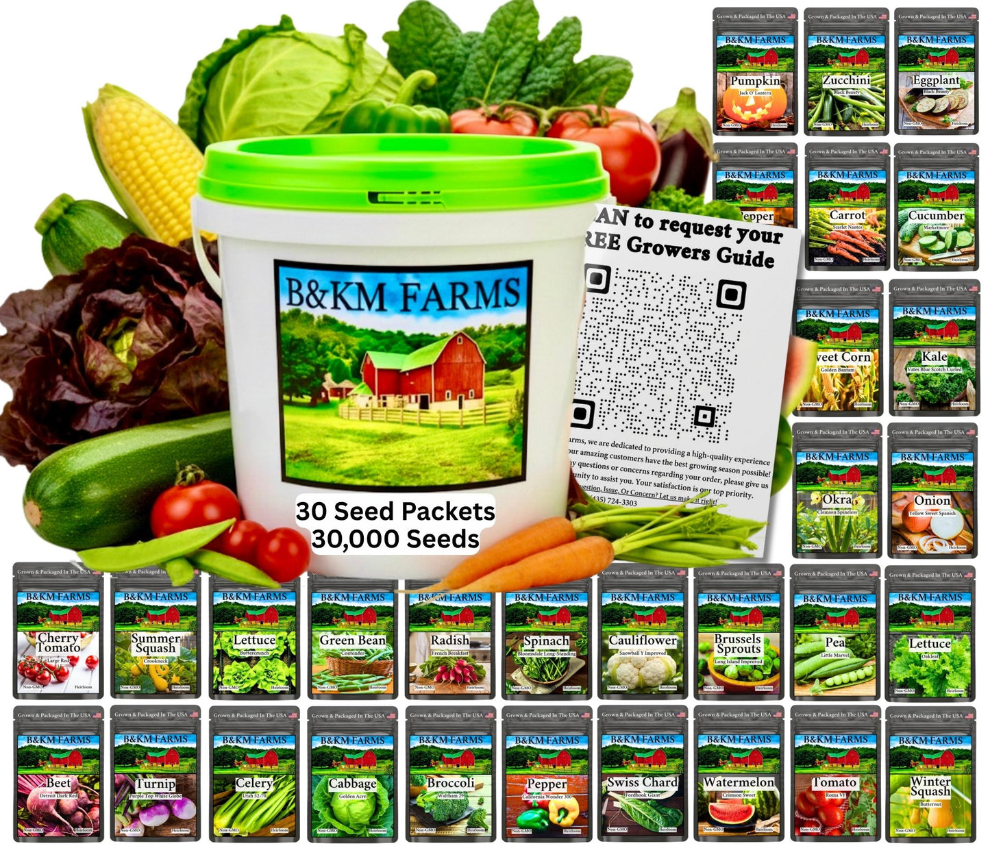 30 Seed Packet Vault: Heirloom, Non-GMO Vegetable Seed Packets