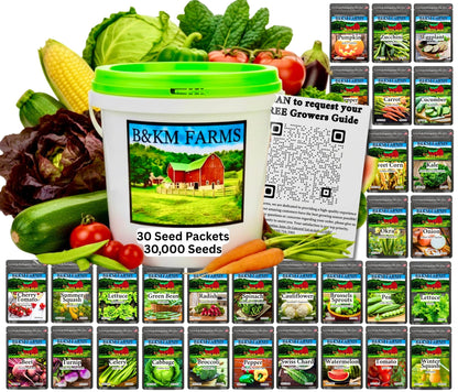 30 Seed Packet Vault: Heirloom, Non-GMO Vegetable Seed Packets