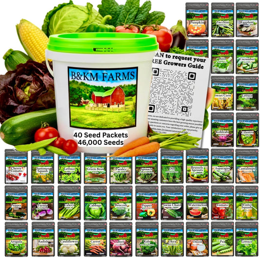 40 Vegetable Seed Packets. 46,000 Heirloom Non-GMO Seeds