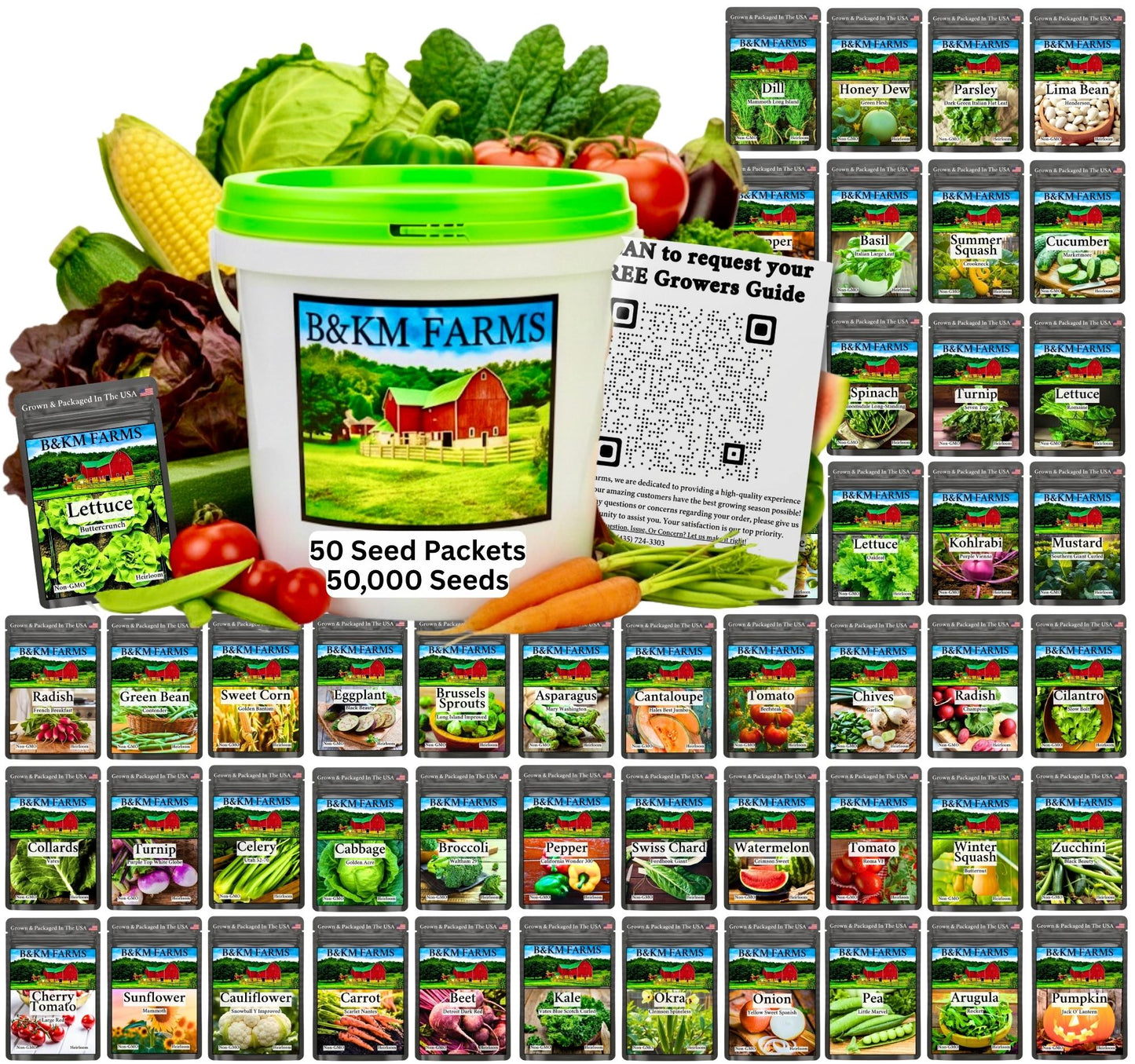 50 Vegetable Seed Packet Vault: 50,000 Heirloom Seeds