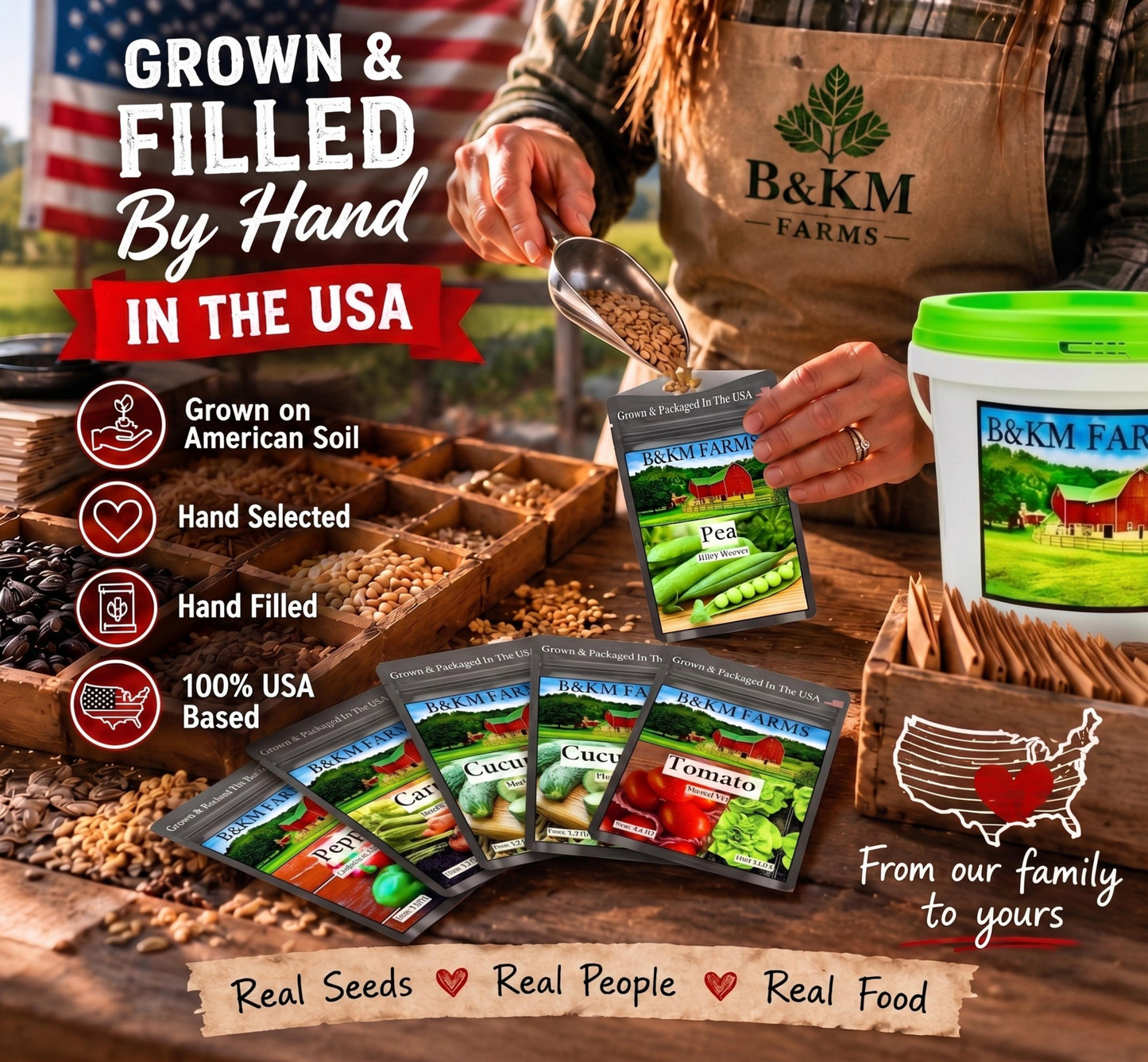 20-50 Varieties - Heirloom Vegetable & Herb Long-Term Seed Vault Bucket – USA Grown, Non-GMO - 10,000-50,000 Seeds