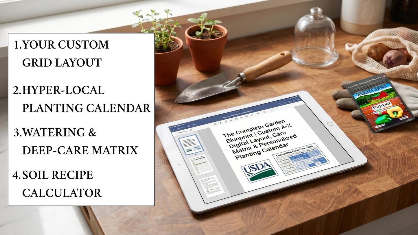 The Complete Garden Blueprint | Custom A-Z Digital Layout, Care Matrix & Personalized Planting Calendar