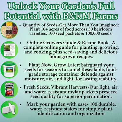 BEST VALUE: 100,000 Vegetable Seed Vault. 100 Seed Packets